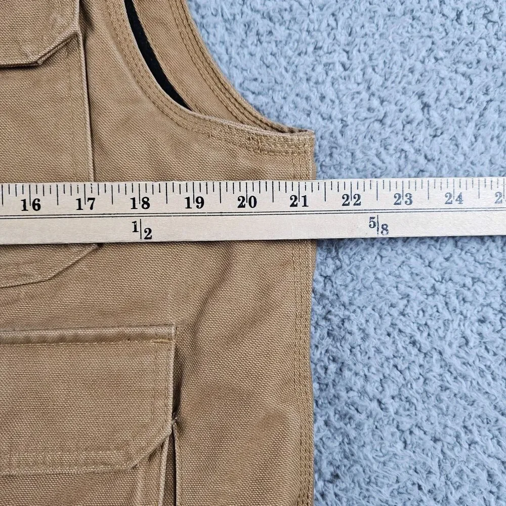 Ridgecut Vest Mens Medium Tan Duck Canvas Utility Workwear Chore Lined Full Zip